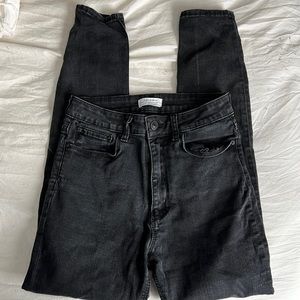 Zara Straight Leg High-Waist Black Jeans